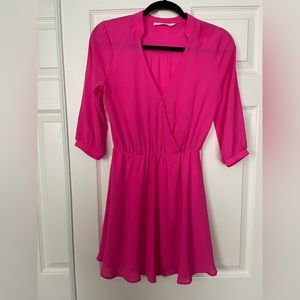 Lush Hot Pink 3/4 sleeve for& flare dress size small